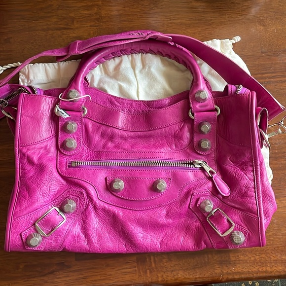 Balenciaga Giant Silver Hardware Amethyst/Magenta City Bag